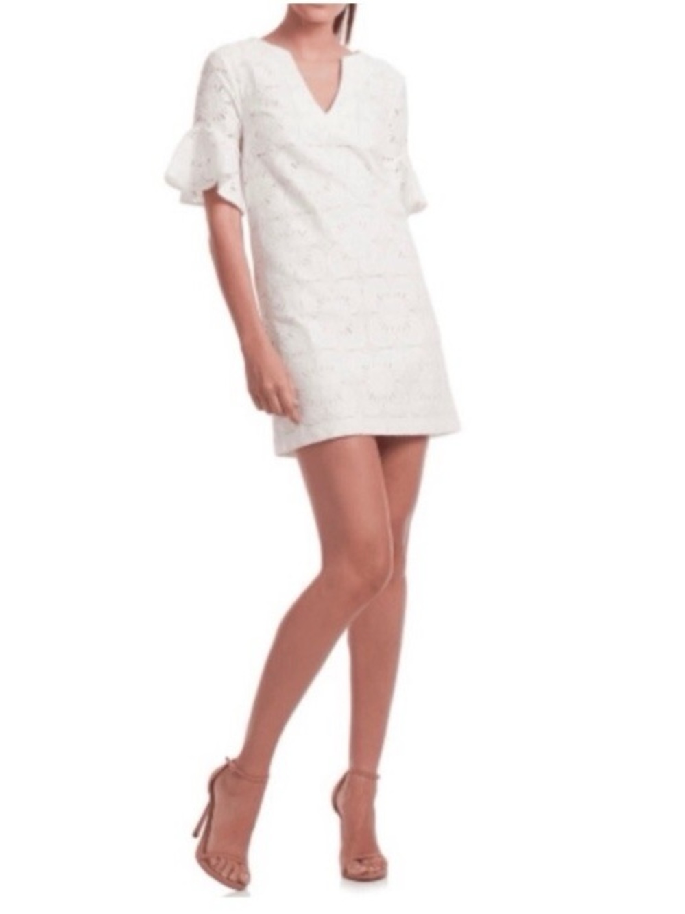Trina Turk White Doran Eyelet V-Neck Shift dress